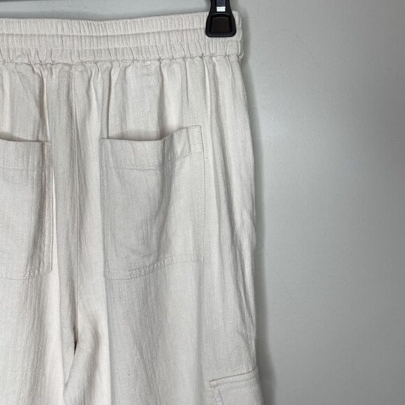 J CREW Pants Womens 2 Tie-Waist Linen-Blend Cargo NEW Ivory Ankle-Zip BG122 - Picture 7 of 13